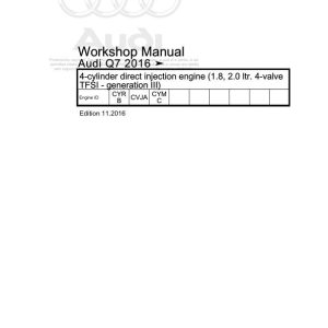2015 - 2019 Audi Q7 Q7 4M 4MB Workshop Manual