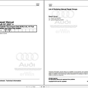 2005 - 2015 Audi Q7 4L Service Repair Manual and Wiring Diagram