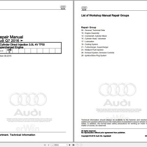 2016 - 2018 Audi Q7 4MB 4M Service Repair Manual and Wiring Diagram