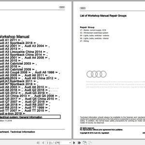 2007 - 2015 Audi R8 42 422 423 427 429 Workshop Manual and Wiring Diagram