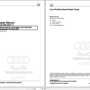 2007 - 2016 Audi R8 42 Service Repair Manual and Wiring Diagram