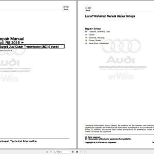 2016 - 2017 Audi R8 Spyder 4S9 Service Repair Manual and Wiring Diagram