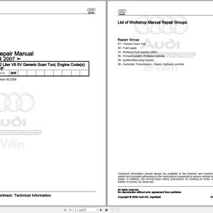 2006 - 2008 Audi RS4 8EC Service Repair Manual and Wiring Diagram