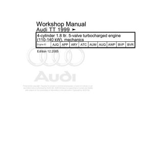 1999 - 2006 Audi TT TT Coupe TT Roadster 8N 8N3 8N9 Workshop Manual