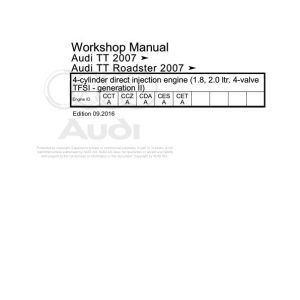 2006 - 2014 Audi TT TT Roadster 8J 8J3 8J9 Workshop Manual and Wiring Diagram