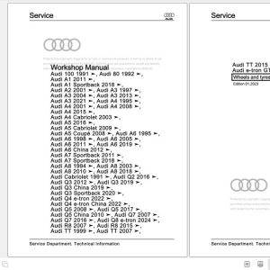2007 - 2014 Audi TT Roadster 8J 8J3 8J9 Workshop Manual