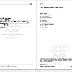 2014 - 2017 Audi TT FV9 FV3 FV1 Service Repair Manual and Wiring Diagram