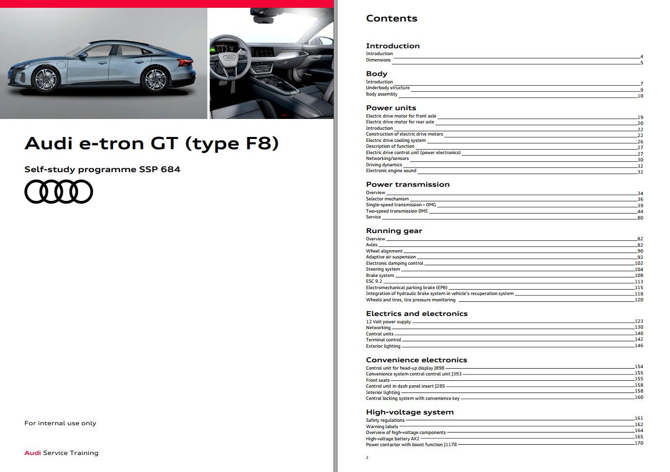 Audi e-tron GT F8 Service Training Manual