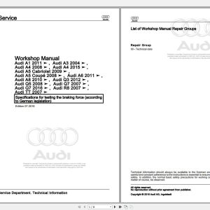 Audi A4 (B9,8W) 2015 Workshop Manual & Electrical Wiring Diagram