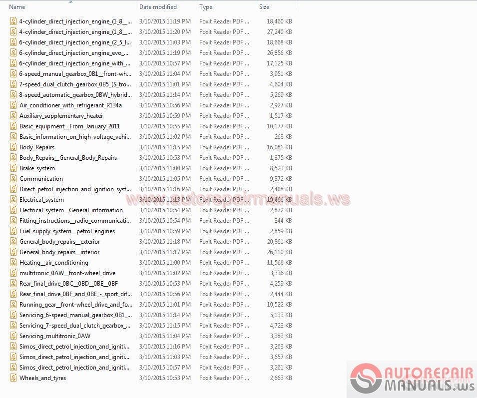 Audi A6 2012-2015 Service Repair Manual pdf