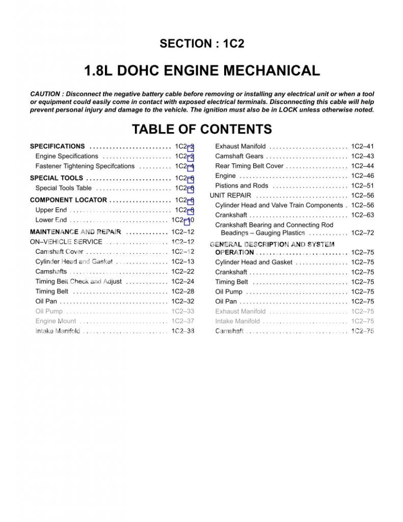 DOHC 1.8L Workshop manual