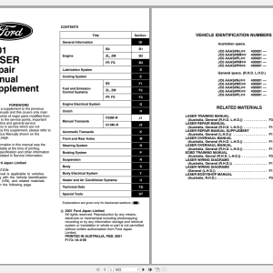 FORD LASER Overhaul Manual, Repair Manual & Wiring Diagram