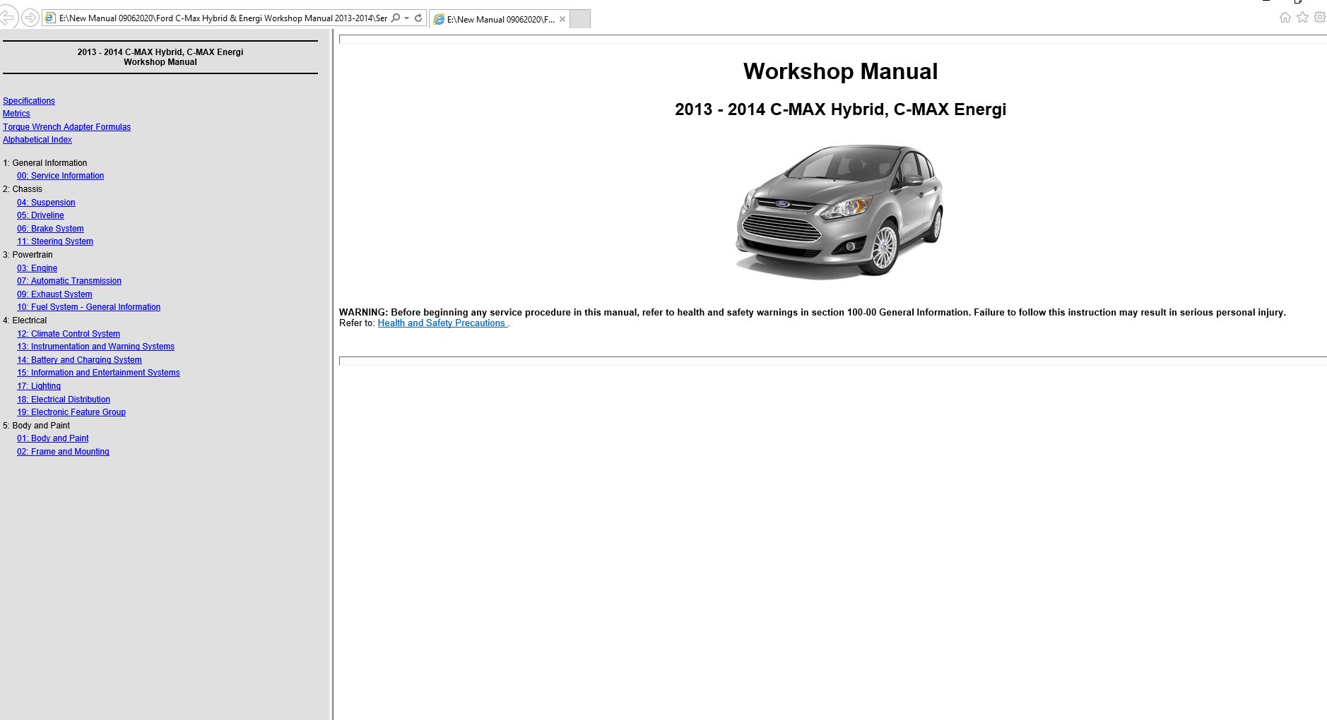 2013-2014 Ford C-Max Hybrid & Energi Workshop Manual -