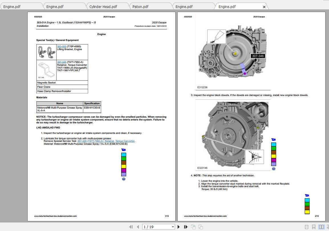 2020 Ford Escape Engine 1.5L EcoBoost (132kW-180PS) I3 Repair Manual