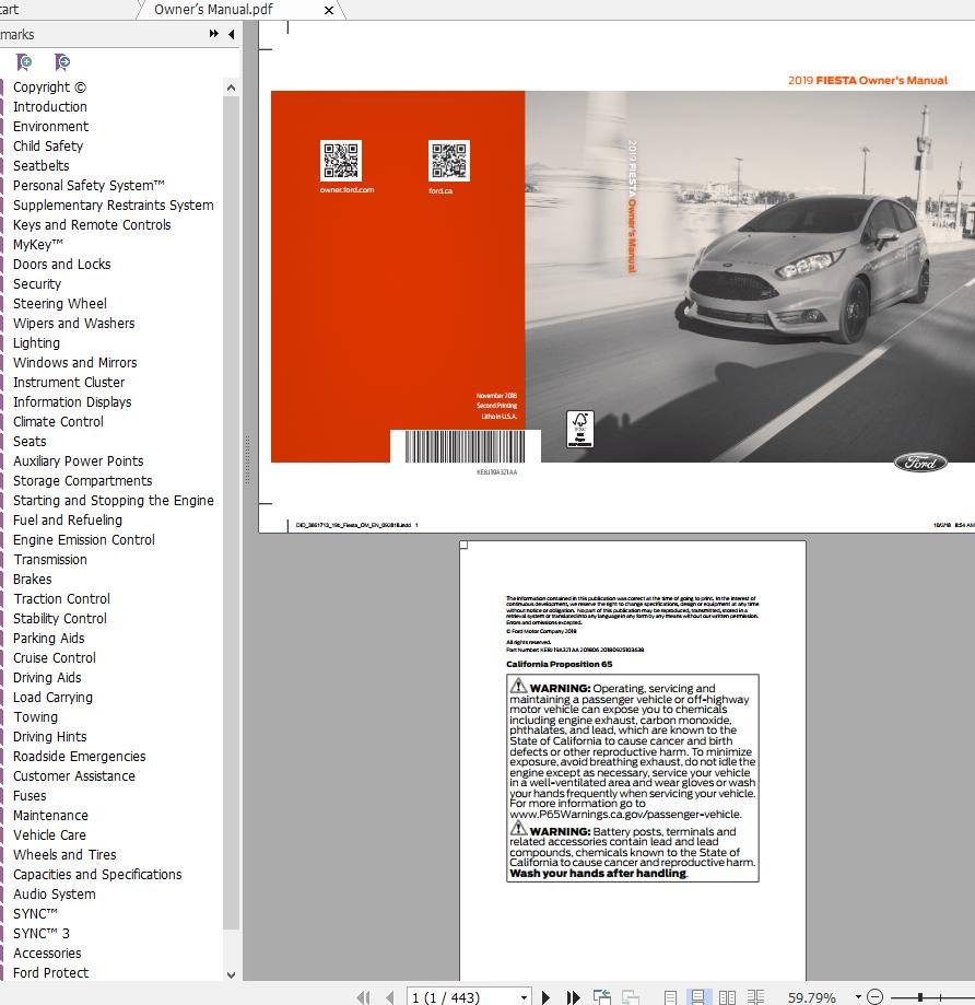 Ford Fiesta 1.0L 2017-2020 Workshop Manual