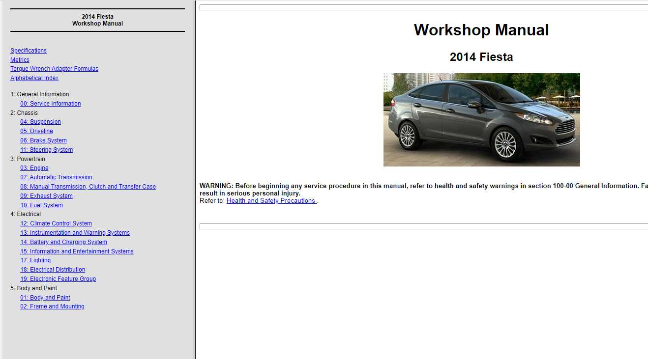 2014 Ford Fiesta Workshop Service Manual & Wiring Diagrams