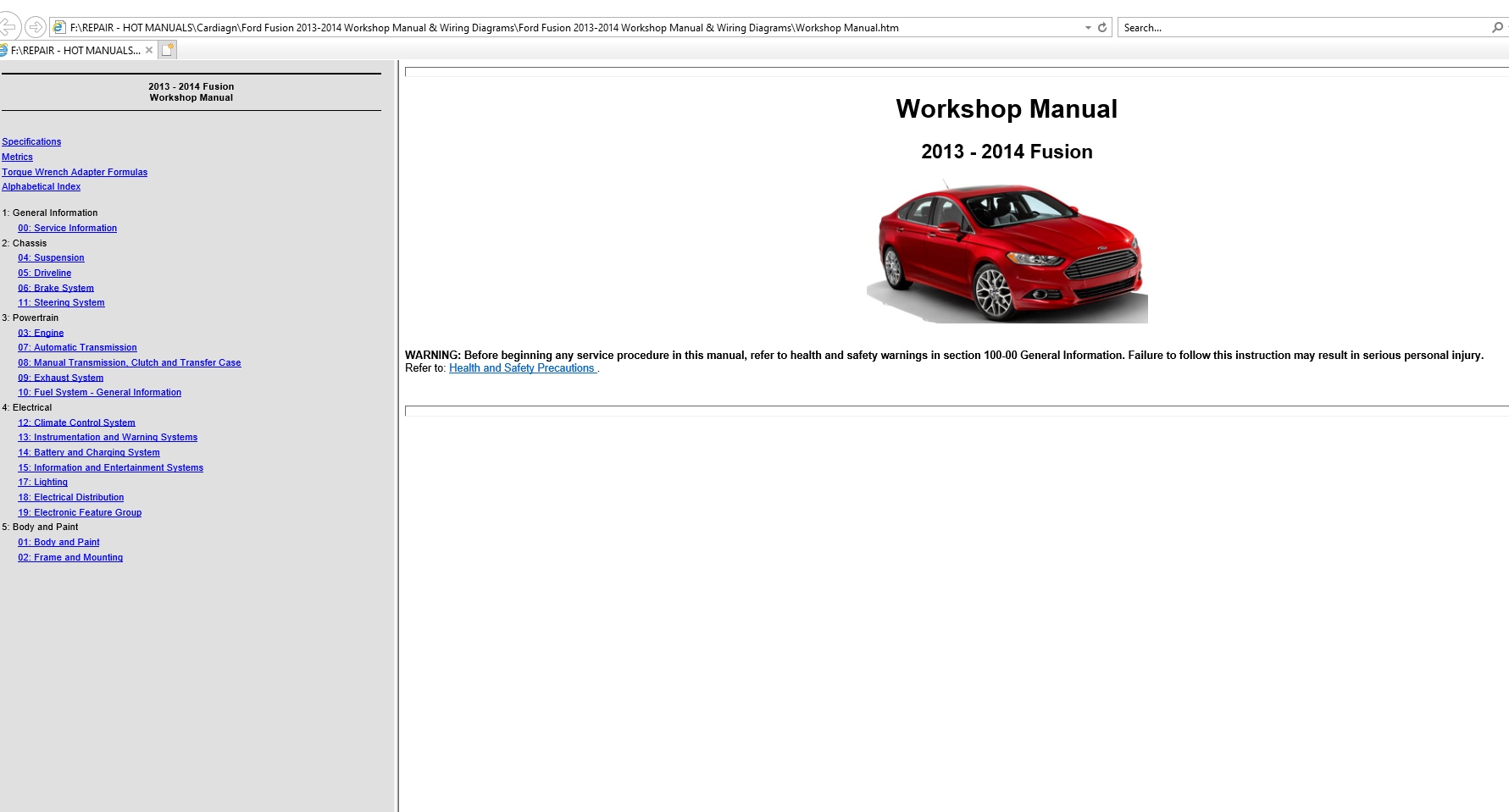 2013-2014 Ford Fusion - Workshop Manual & Wiring Diagrams