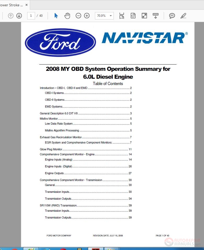 2008 Ford Power Stroke Dielsel Engine 6.0L V8 Diagnostic Manual