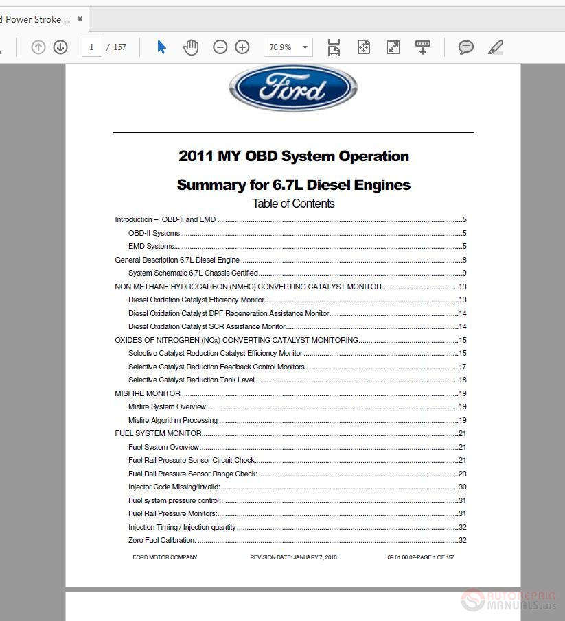 2011 Ford Power Stroke Dielsel Engine 6.7L V8 Diagnostic Manual