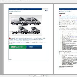 2019 Ford Transit Workshop Manual