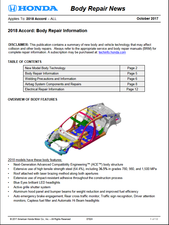 2018-2019 Honda Accord - 10th Generation (+Hybrid) Service Manual Wiring Diagrams