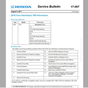 2016-2019 Honda Civic 10th Service Manual