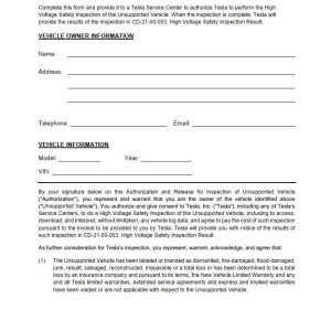2021-2024 Tesla Model X Service Bulletin